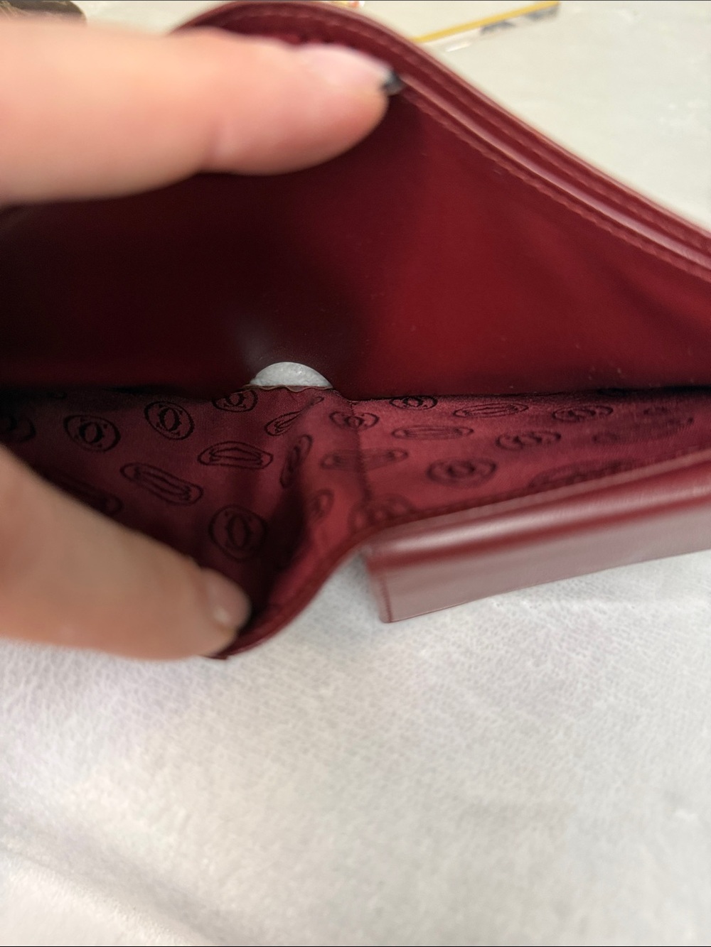 Vintage Cartier Unisex Must De Cartier Burgundy Leather Wallet Coin Pocket + Box - Picture 9 of 14